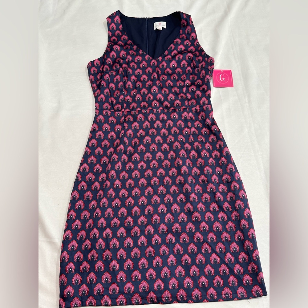 Julie Brown Moby Dress Size 4 NWT Navy Pink Print Preppy Coquette Chic